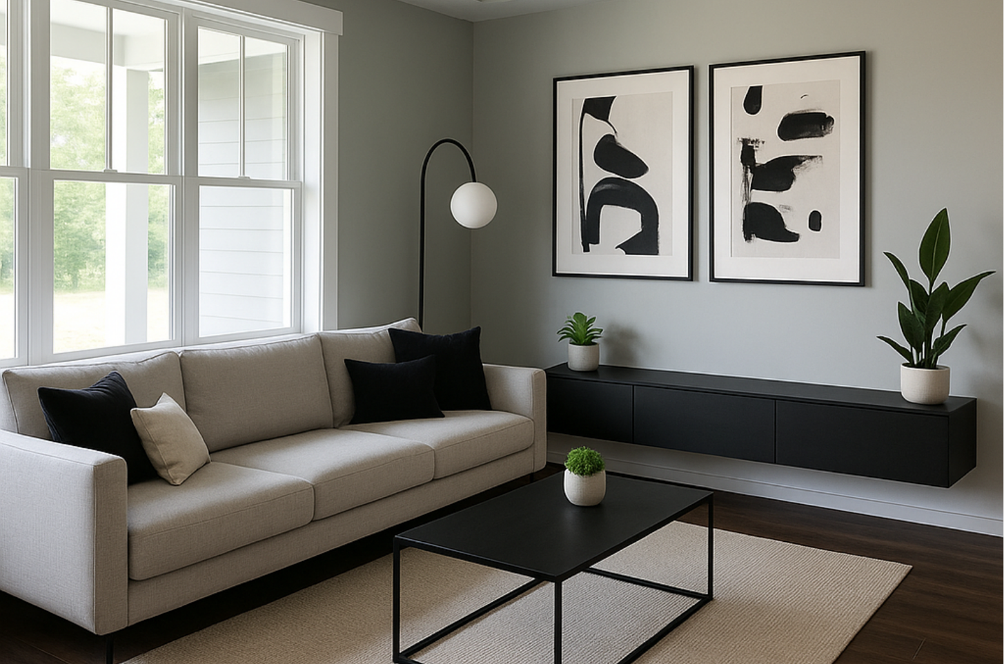 virtually staged elegant master bedroom with a tufted bed, matching nightstands, cozy bench, and refined neutral decor.